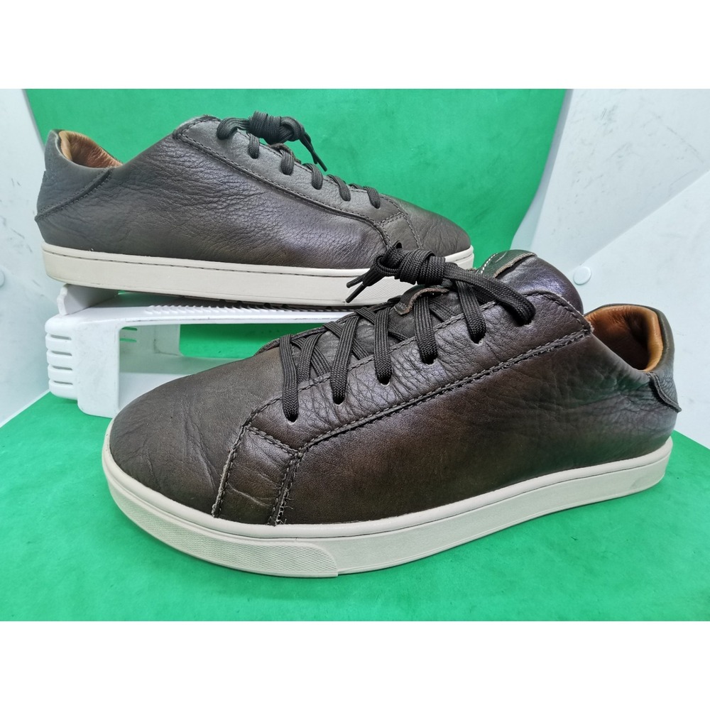 Olukai Mens Kahu Pahaha Casual Shoe Size 8.5 Brown Leather Low Top Sneakers
